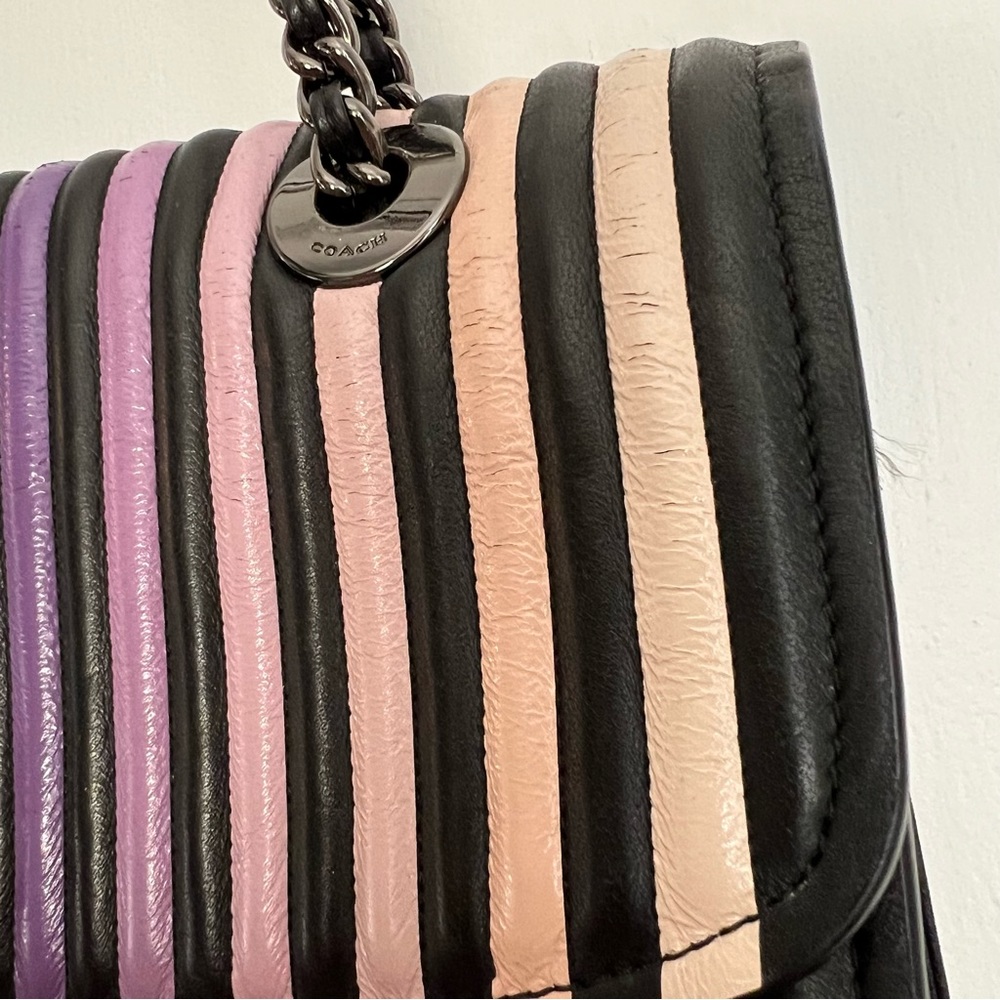 Coach Parker Rainbow Ombre Stripe Quilted Leather Convertible Shoulder Bag 52605 - Picture 10 of 11